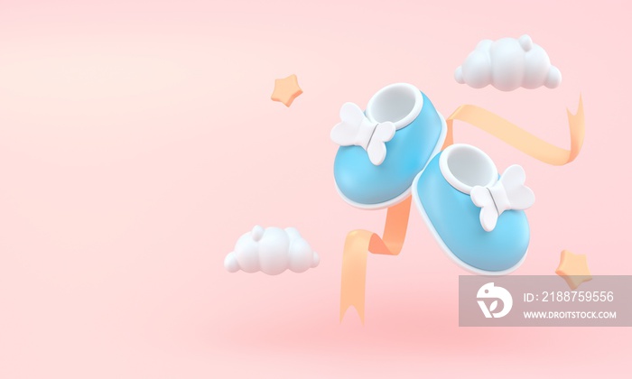 Blue Newborn Shoes. 3D Illustration