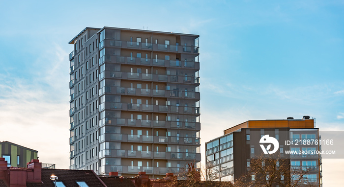 Two apartment high rise buildings.