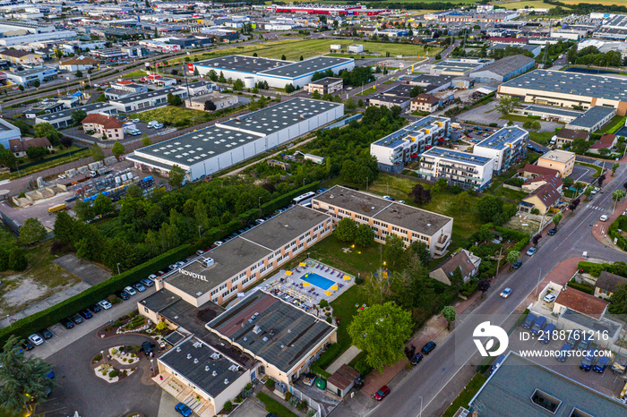 Aerial cityscape view of Dijon city, Burgundy France