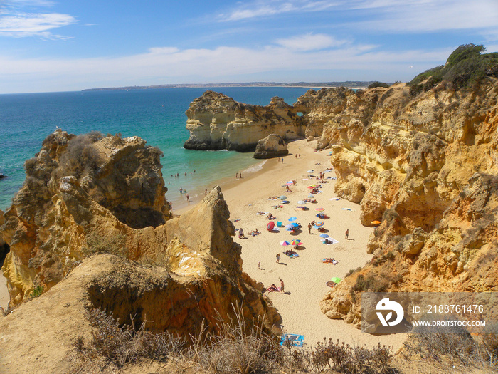 Panorama of Prainha Beach in Portimão Algarve