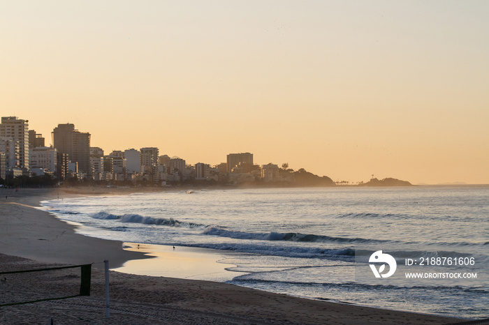 Dawn at Leblon beach in Rio de Janeiro, Brazil.