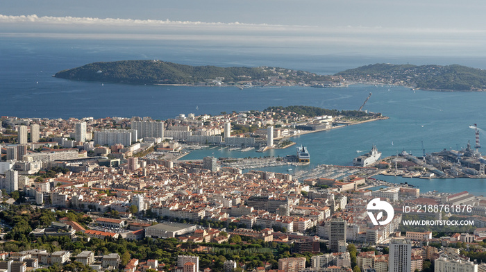 Aerial view of the city of Toulon in southern France