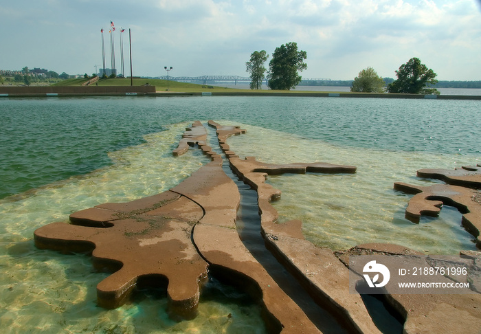 Mississippi River Park, located in Mud Island, including a hydraulic scale model of the lower Mississippi River and coastal cities, Memphis, Tennenssee.