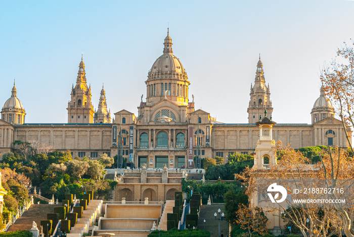 View of Montjuïc palace at Barcelona, Spain