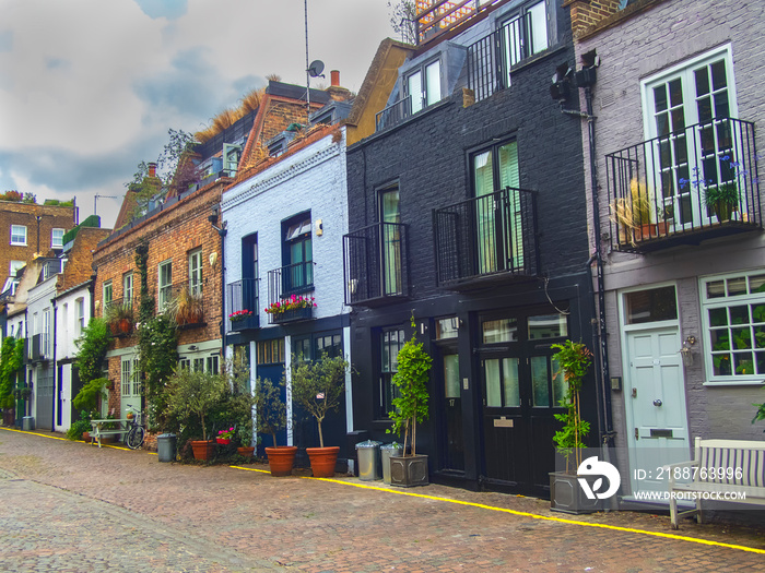 Colourful houses in the Notting Hill area of West London