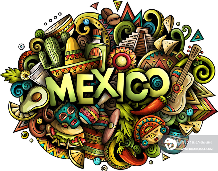 Mexico doodle detailed funny cartoon illustration