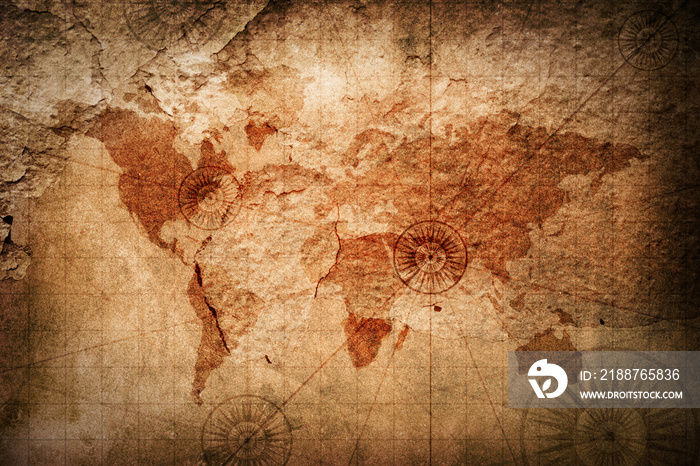 Retro style world map texture background