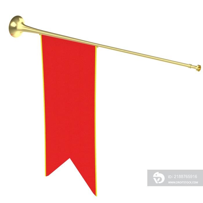 3d rendering illustration of a medieval heraldic trumpet with a banner