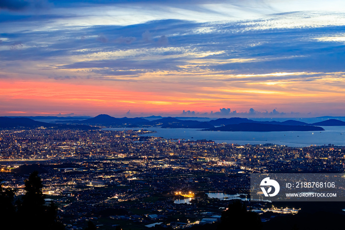 米ノ山展望台から見た福岡の夜景　福岡県篠栗町　Night view of Fukuoka seen from Komenoyama Observatory Fukuoka-ken Sasaguri town