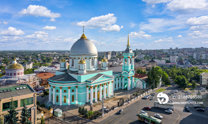 Kursk, Russia. Aerial view of Znamensky Cathedral