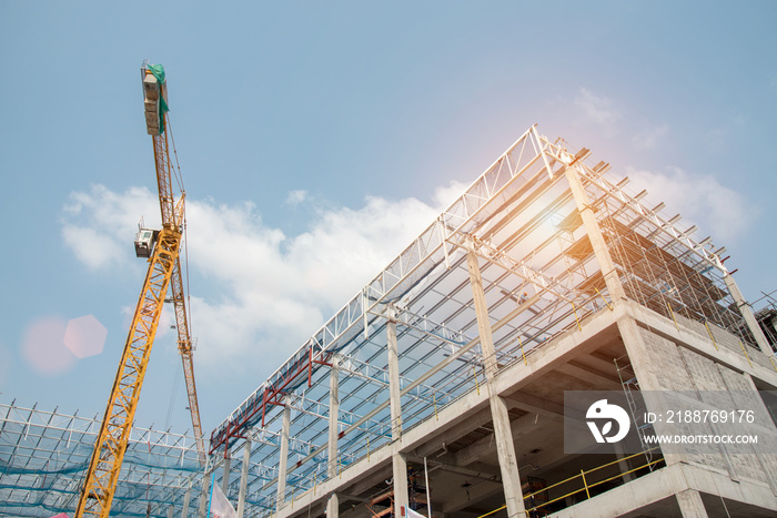 Steel truss in construction roof site