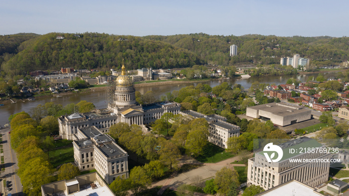 Scaffolding Surrounds the Capital Dome Supporting Workers in Charleston West Virginia