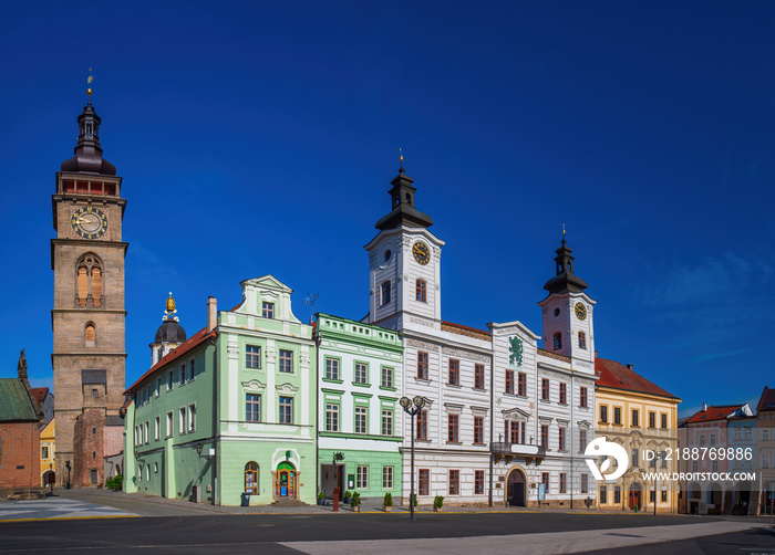 Picturesque view on Great Square of Hradec Kralove, Czech Republic