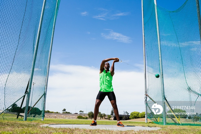 Athlete performing a hammer throw