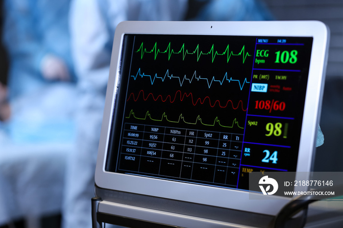 Modern heart rate monitor in operating room