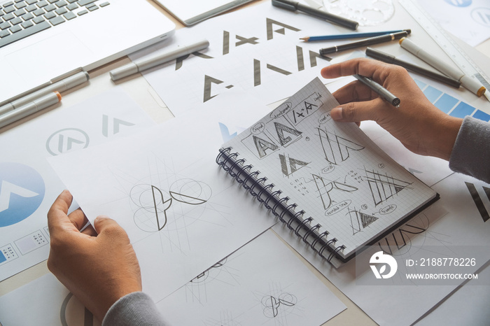 Graphic designer creative design sketch drawing logo Trademark brand Workspace