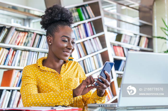 Bussiness concept: Business woman using a mobile phone at desk work. Successful business woman working at the office, Small business entrepreneur concept