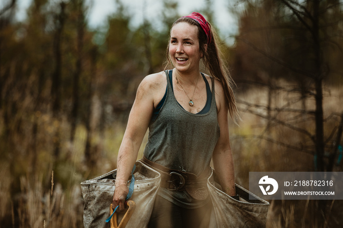 Woman working for forest conservation