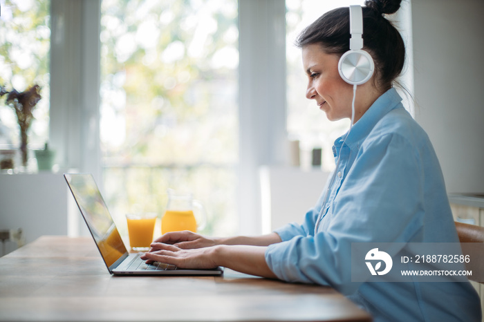 Young woman working from home