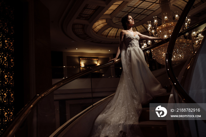 Gorgeous bride in the gold hotel