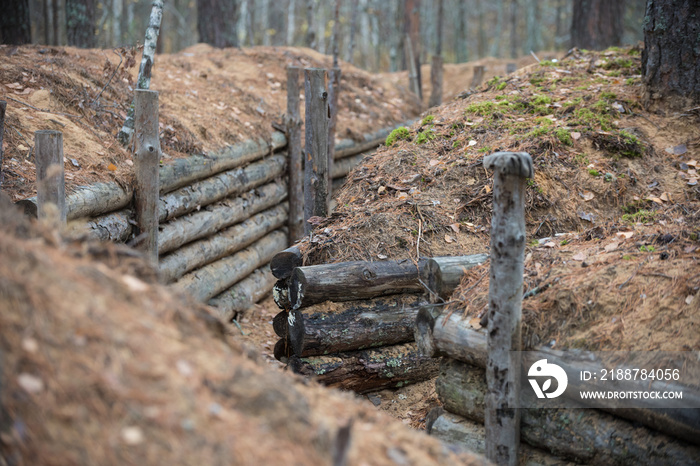 Trench in the forest f World War II