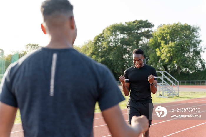 Portrait of two athletes enjoying training