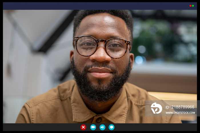 Portrait of man in video call