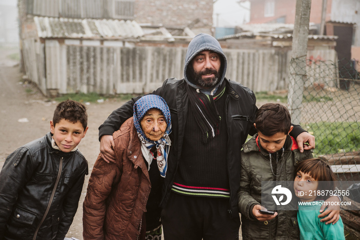 Gypsy family in an Gypsy street