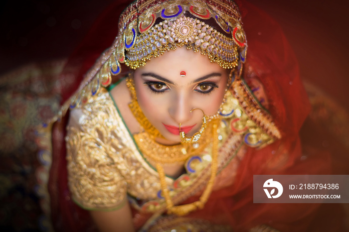 Portrait of attractive indian Hindu bride