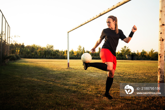 Female soccer player outdoors