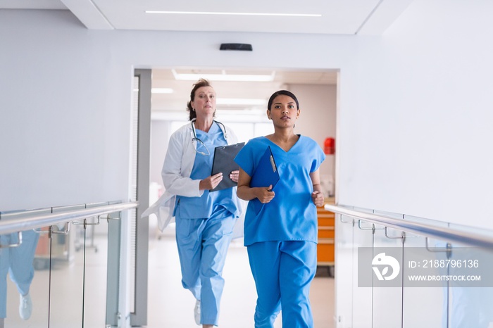 Nurse and doctor running