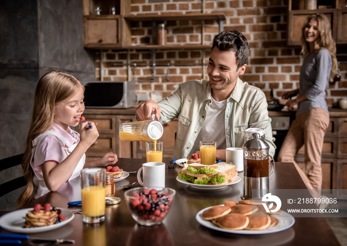 Family in kitchen