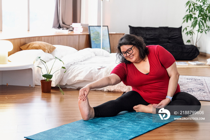 Group of friends meditating and doing yoga at home