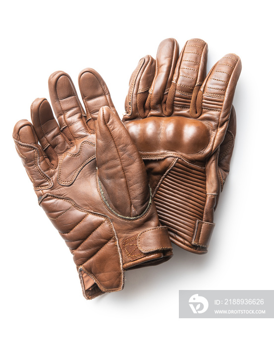 Brown vintage motorcycle gloves.