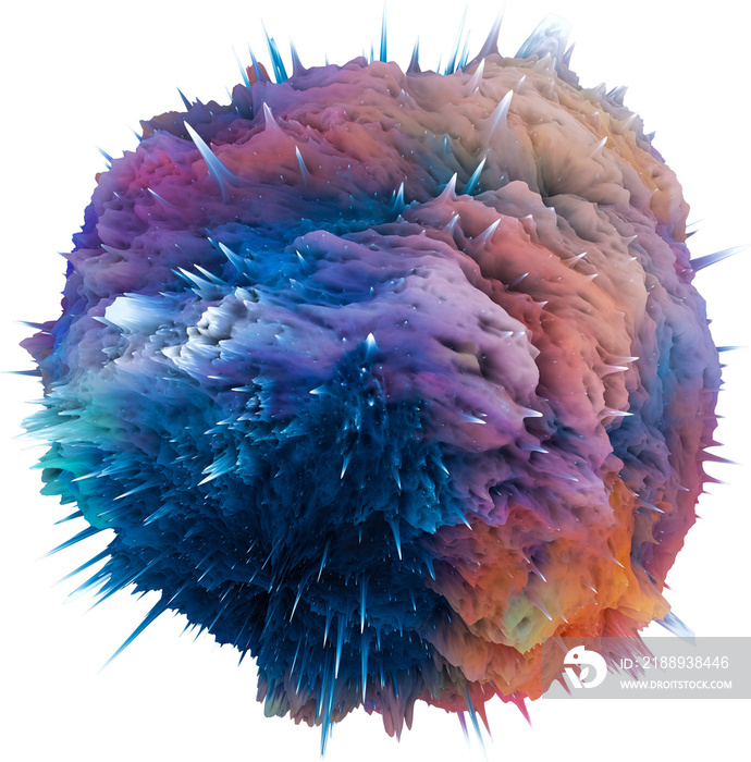 Colorful Abstract Isolated 3d Explosion With Extruded Surface