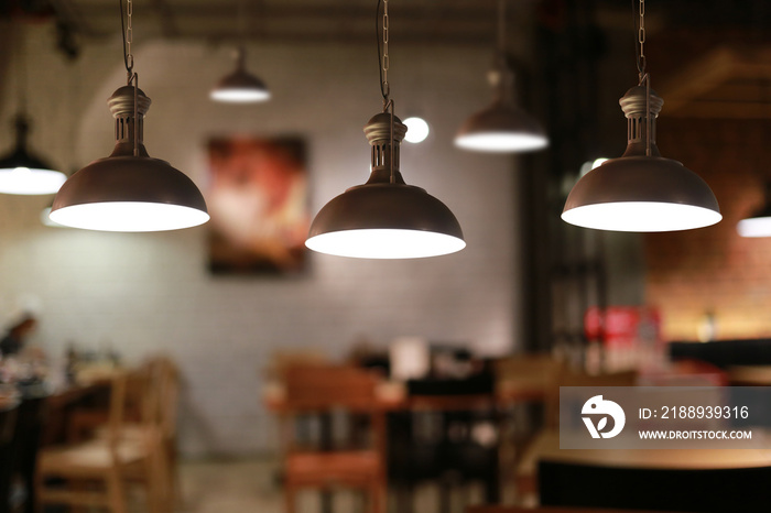 Vintage lamps in a restaurant.