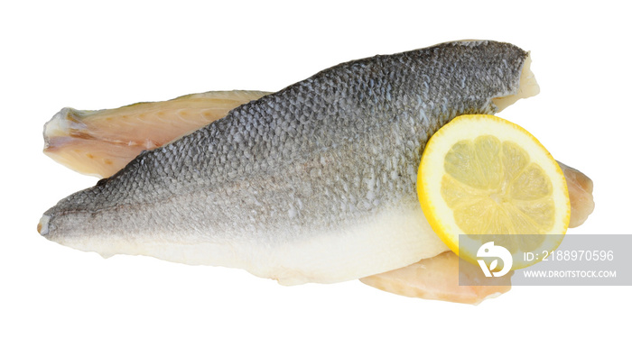 Raw basa fish fillets also known as river cobbler isolated on a white background