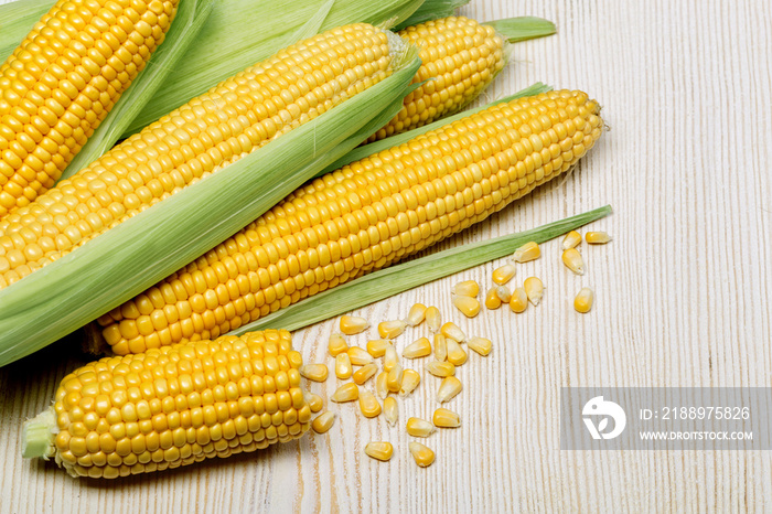 corn  on wooden table