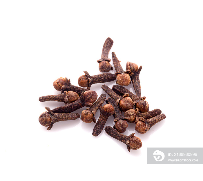 dry cloves on white background