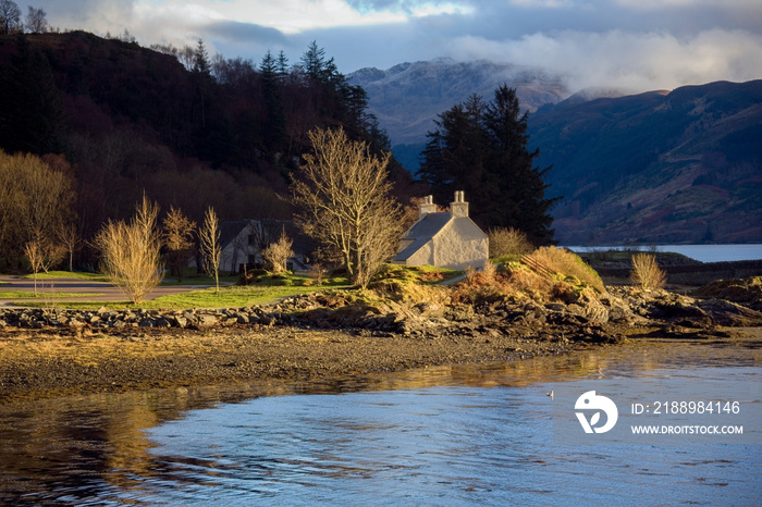 Country cottage on the banks of Loch Duich - Scotland.