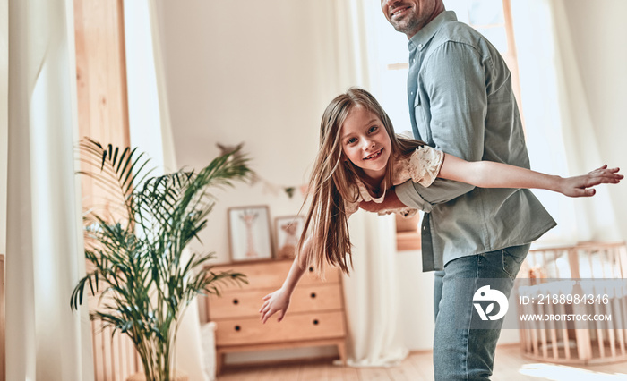 Father and daughter at home