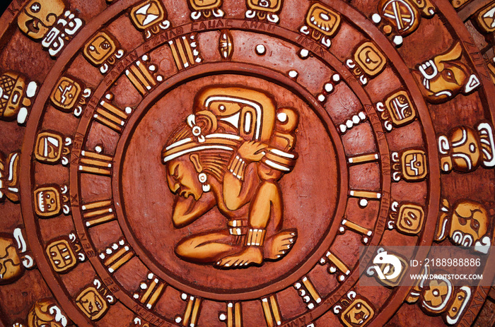 Circular mayan calendar mexico. Background, dates