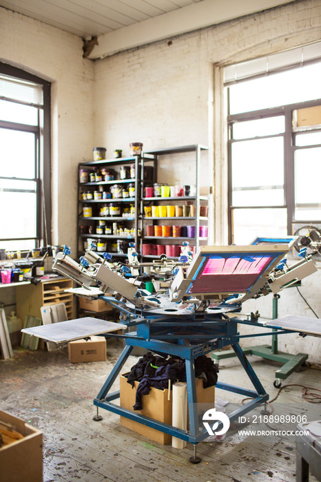 Screen printing machinery in factory