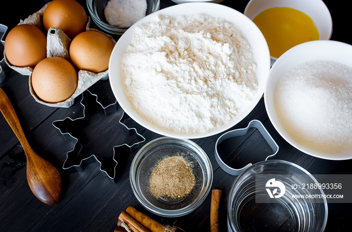 ingredients for baking gingerbread or cake