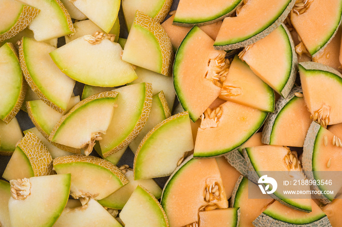 Cantaloupe and honeydew melon slices