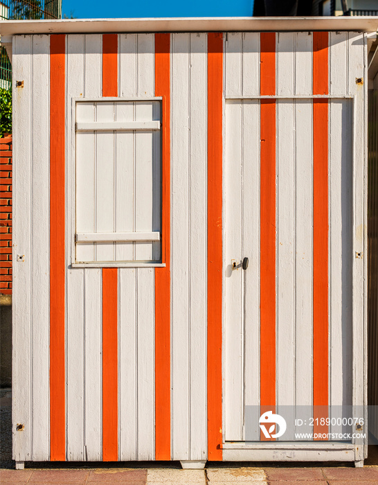 Cabane de plage sur la côte normande à Houlgate, Calvados, France