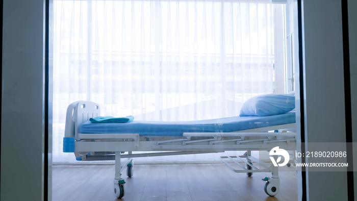 Bedroom for patient in a hospital, Empty bed on hospital ward..