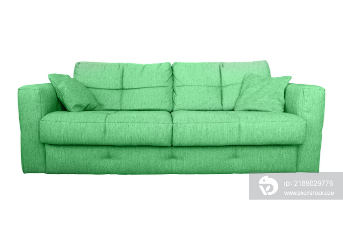 Modern green sofa or couch furniture isolated on white background