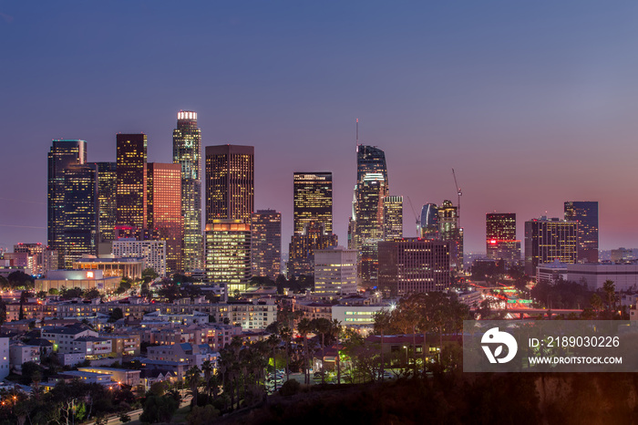 The Skyline of Los Angeles at Dusk