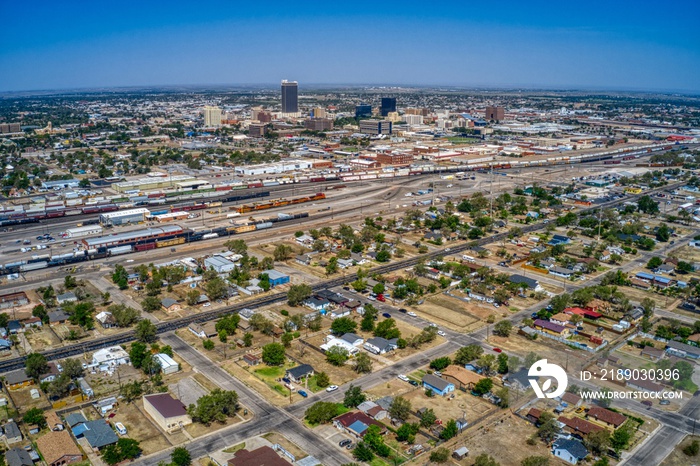 德克萨斯州阿马里洛市中心夏季鸟瞰图